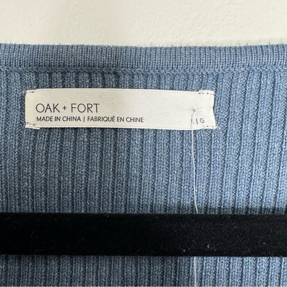 Oak + Fort Blue Square-Neck Cropped Sweater – NWT, Size L - Picture 3 of 5